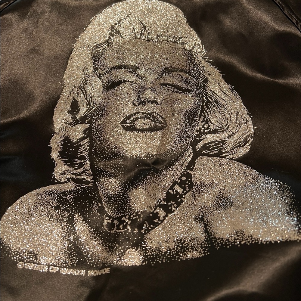 Vintage Marilyn Monroe black satin bomber jacket xl looks brand new